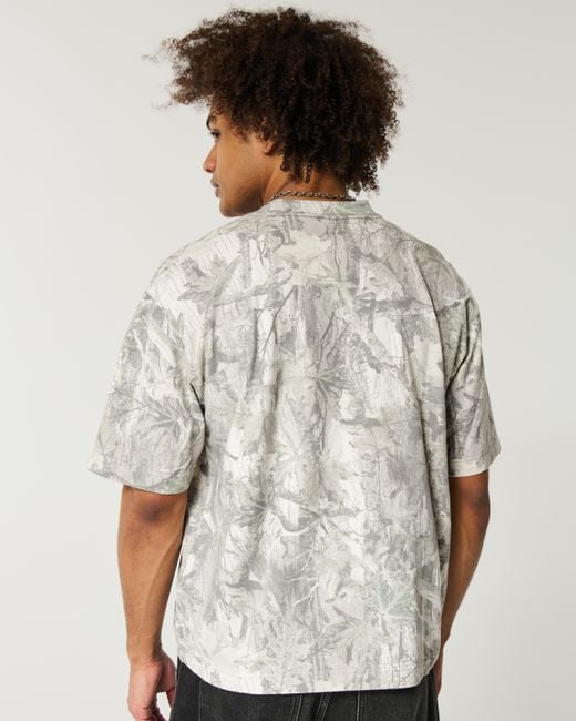 Hollister Gray Boxy Heavyweight Crop Camo Crew T-shirt for men