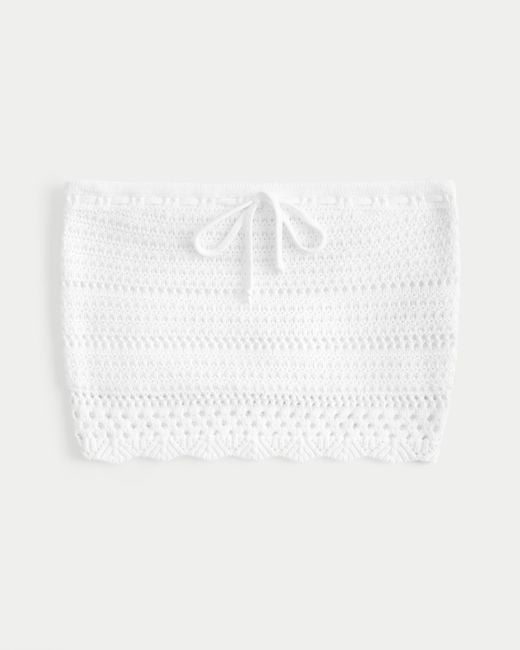 Hollister White Crochet-style Tube Top