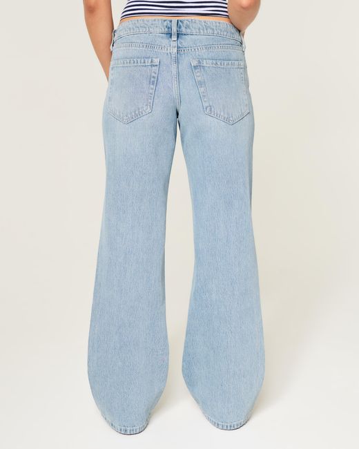 Hollister Blue Ultra Low-rise Light Wash Baggy Jeans