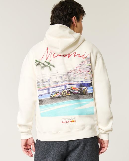 Hollister Lässiger Hoodie mit Oracle Red Bull Racing-Grafik in White für Herren
