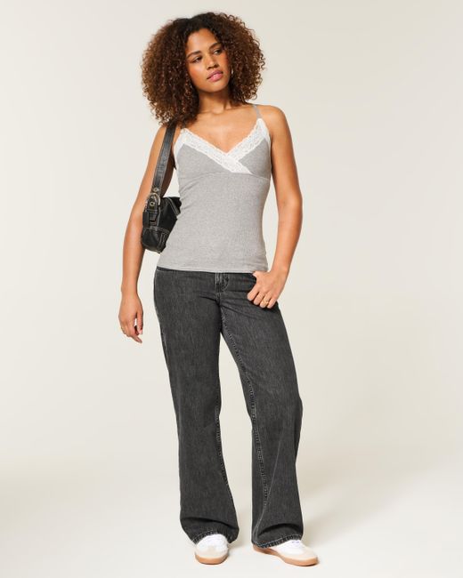Hollister Gray Curvy Low-rise Washed Black Baggy Jeans