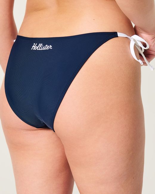 Hollister Blue Logo Side-tie Cheeky Bikini Bottom