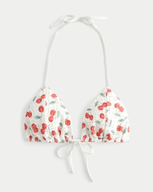 Hollister White Crochet-style String Triangle Bikini Bottom