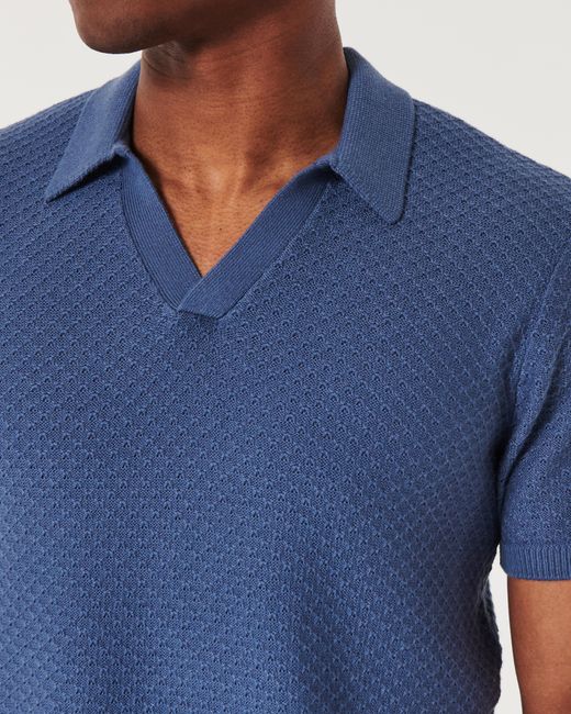 Hollister Blue Short-sleeve Sweater Polo for men