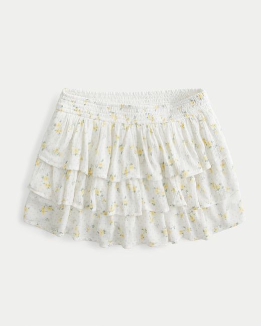 Hollister White Tiered Ruffle Mini Skort