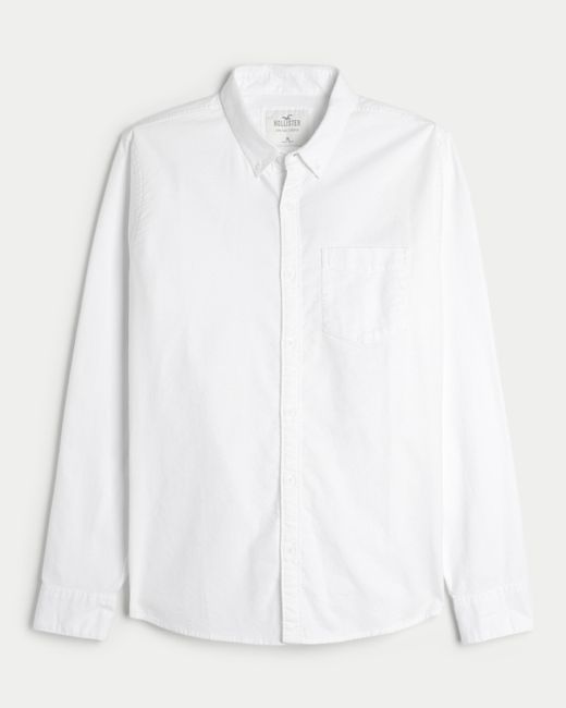 Hollister White Stretch Oxford Shirt for men
