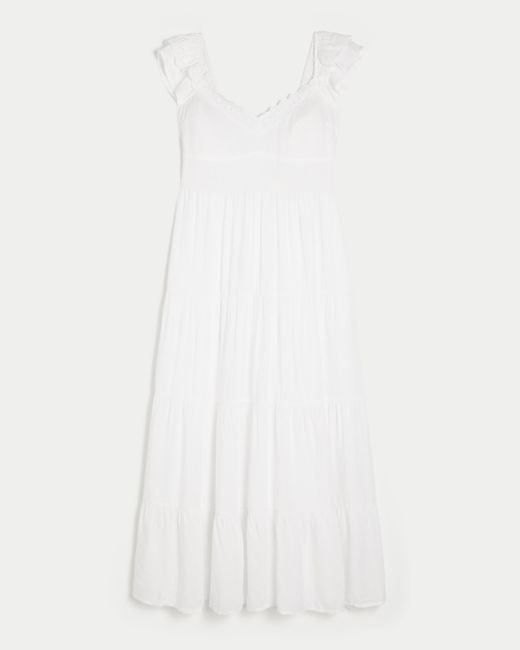 Hollister White Short-sleeve Midi Dress