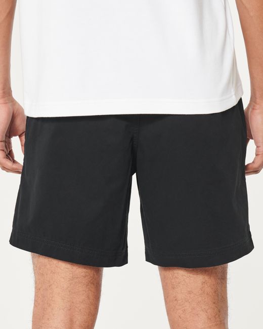 Hollister Black Twill Pull-on Shorts 7" for men