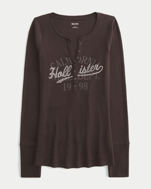 Hollister Brown Logo Graphic Henley