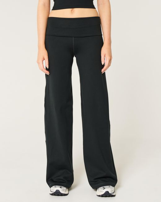 Hollister Black Gilly Hicks Active Recharge Foldover Waist Wide-leg Pants