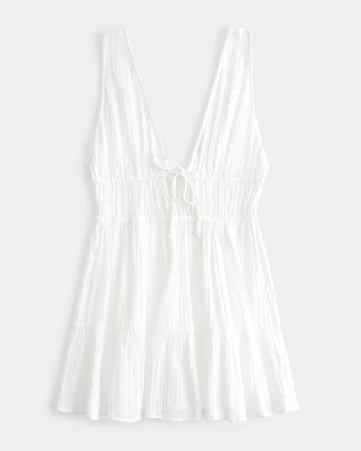 Hollister White Flowy Gauze Cover Up Dress
