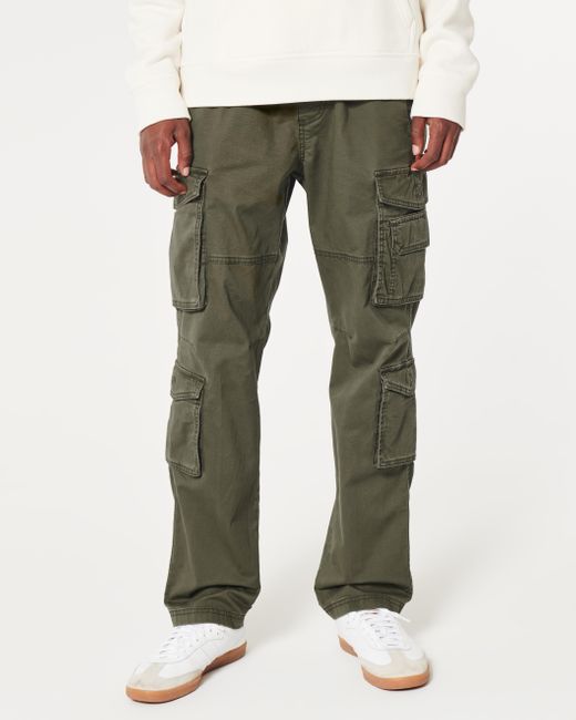Hollister Green Slim Straight Cargo Pants for men