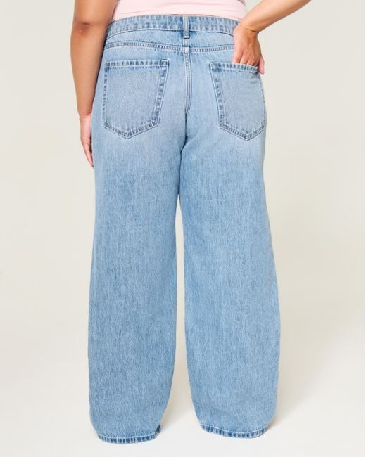 Hollister Blue Ultra Low-rise Medium Wash Baggy Jeans
