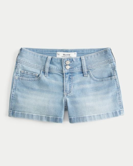 Hollister Blue Low Rise Shorty-Shorts aus Jeansstoff in heller Waschung