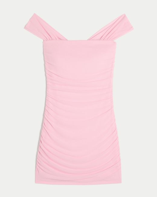 Hollister Pink Mesh Off-the-shoulder Bodycon Dress