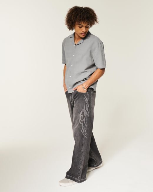 Hollister Gray Boxy Textural Short-sleeve Shirt for men