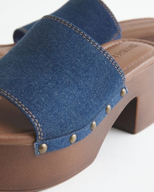 Hollister Blue Denim Platform Clogs