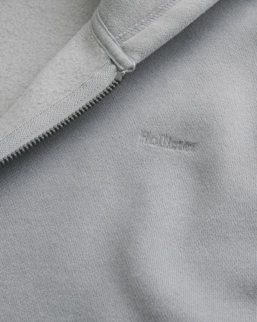 Hollister Gray Boxy Zip-up Hoodie for men