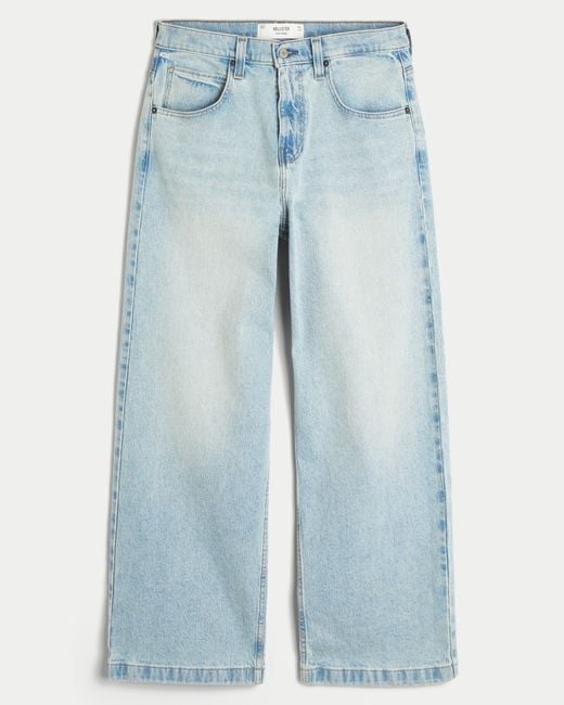 Hollister Blue Light Wash Super Baggy Jeans for men