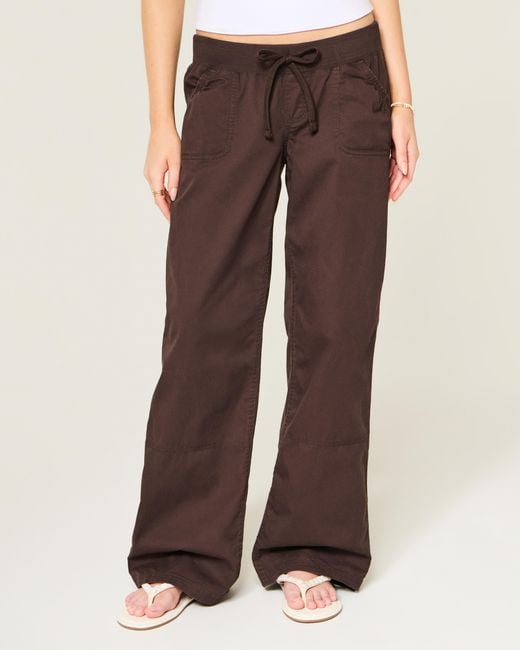 Hollister Brown Hollister Remi Ultra Low-rise Poplin Pull-on Pants