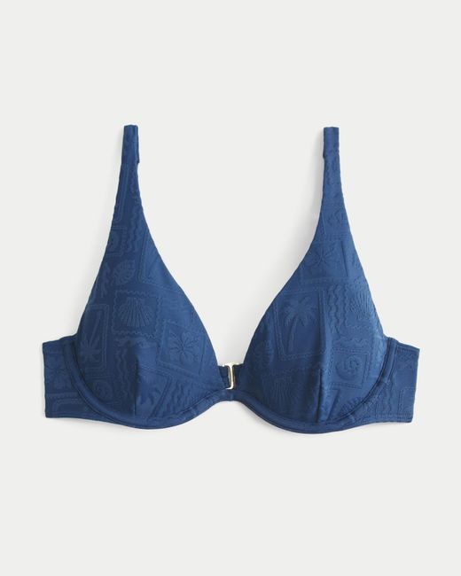 Hollister Blue High Apex Jacquard Underwire Bikini Top