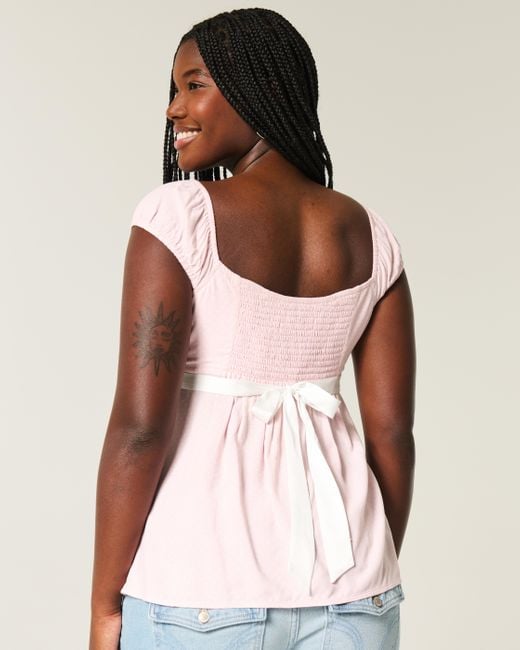 Hollister Pink Easy Satin Tie Babydoll Top