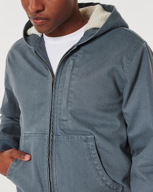 Hollister Workwear-Jacke mit Kapuze, mit Lammfellimitat gefüttert in Blue für Herren
