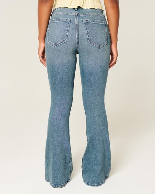 Hollister Blue Curvy High-rise Medium Wash Flare Jeans