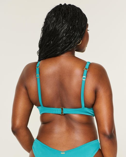 Hollister Blue Curvy Rib High Apex Underwire Bikini Top
