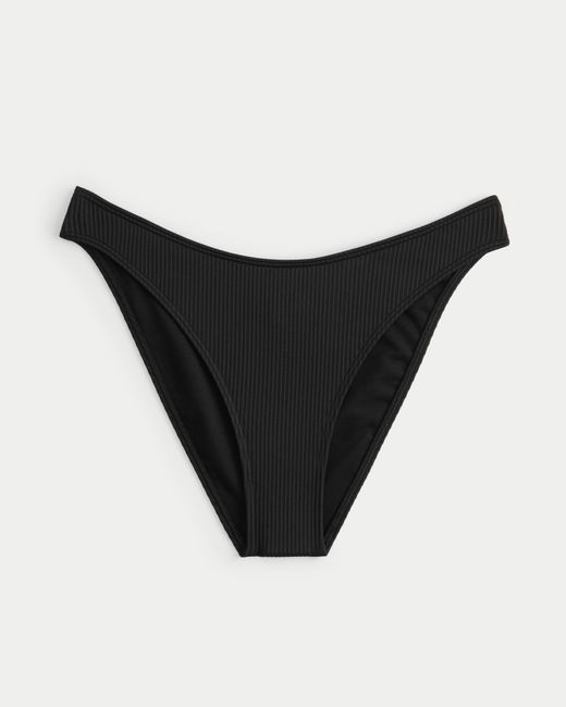 Hollister Black Ribbed V-front High-leg Cheeky Bikini Bottom