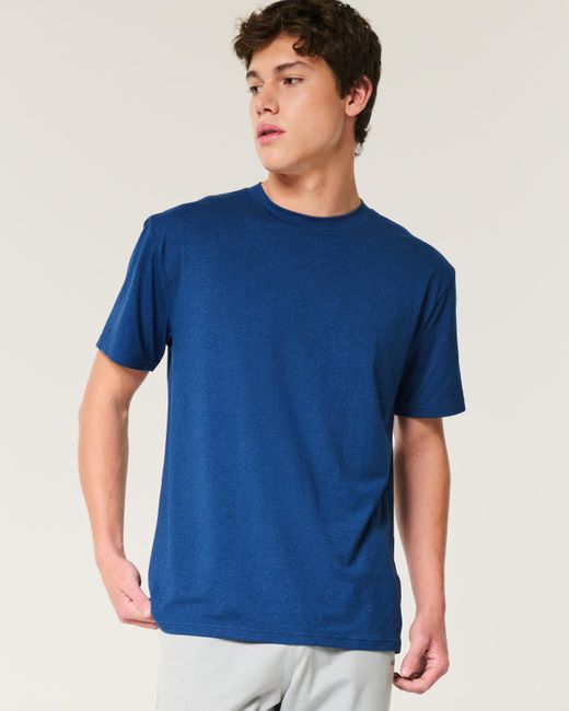 Hollister Blue Relaxed Stretch Crew T-shirt for men