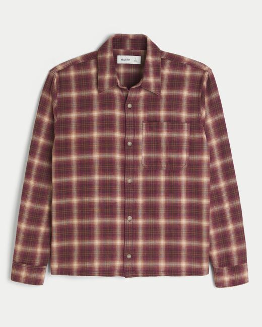Hollister Brown Boxy Flannel Shirt for men