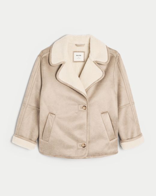 Hollister Natural Sherpa-lined Faux Suede Jacket