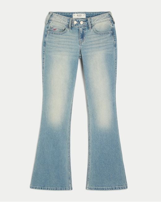 Hollister Blue Low-rise Medium Wash Tab Waist Y2k Bootcut Jeans