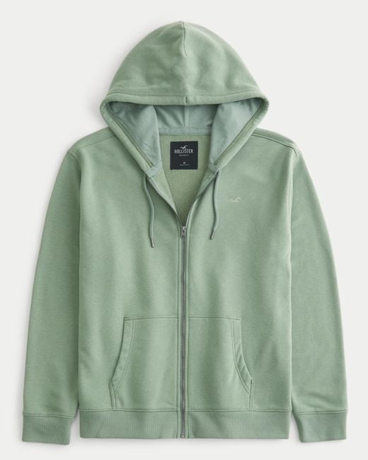 Hollister Relaxed Heavyweight Zip up Hoodie in Green for Men Lyst UK