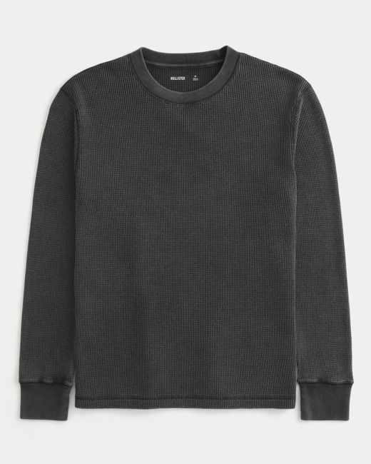 Hollister Black Relaxed Long-sleeve Thermal Crew T-shirt for men