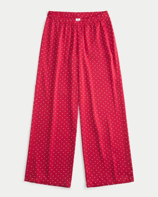 Hollister Red Heart Pattern Wide-leg Pants