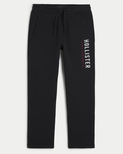 Hollister Black Straight Logo Graphic Sweatpants for men