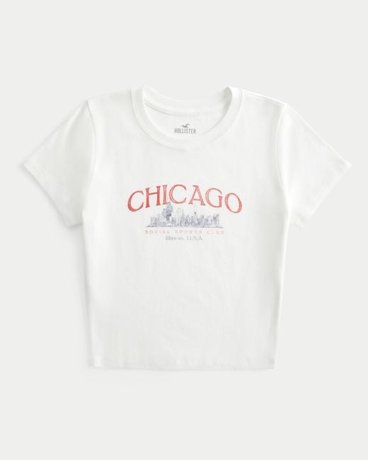 Hollister White Chicago Graphic Baby Tee