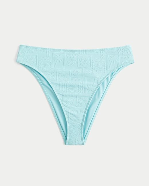 Hollister Blue Curvy High-waist Jacquard Cheeky Bikini Bottom