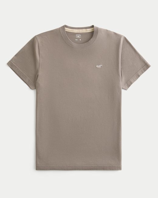 Hollister Gray Cotton Icon Crew T-shirt for men