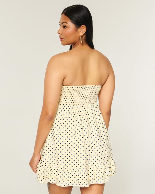 Hollister Natural Strapless Babydoll Mini Dress