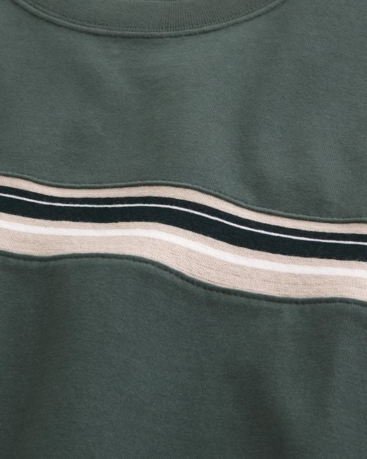 Hollister Green Boxy Heavyweight Cotton Striped Crew T-shirt for men