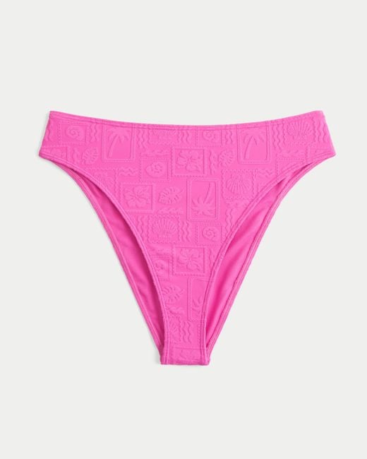 Hollister Pink Curvy High-waist Jacquard Cheeky Bikini Bottom