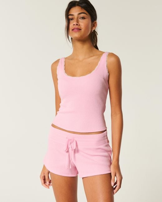 Hollister Pink Gilly Hicks Cozy Waffle Mini Shorts