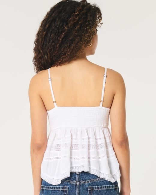 Hollister White Easy Lace Babydoll Top