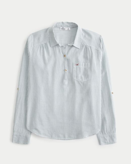 Hollister Blue Easy Icon Popover Shirt