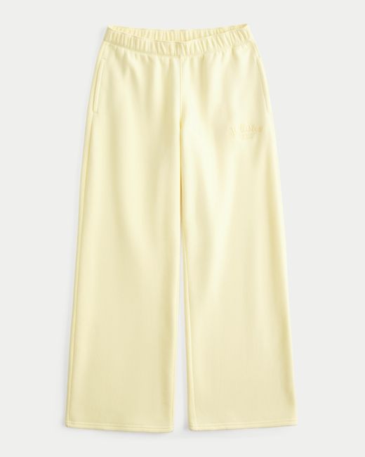 Hollister Yellow Hollister Feel Good Wide-leg Logo Graphic Sweatpants
