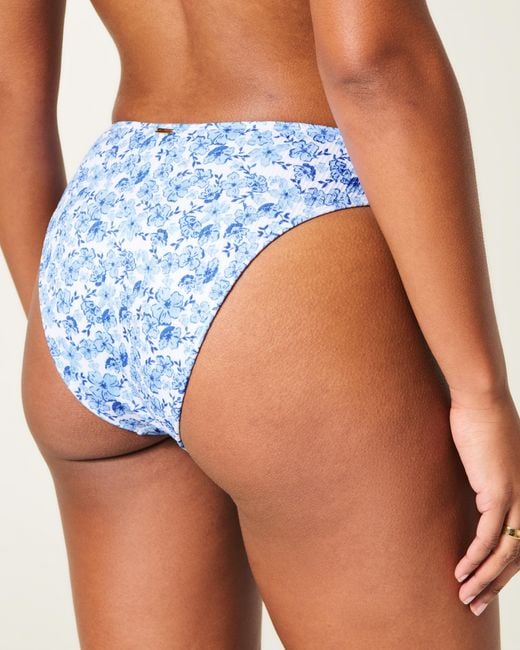 Hollister Blue Curvy High-leg High-waist Ribbed Cheeky Bikini Bottom