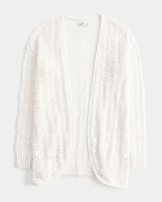 Hollister White Long-length No-close Cardigan